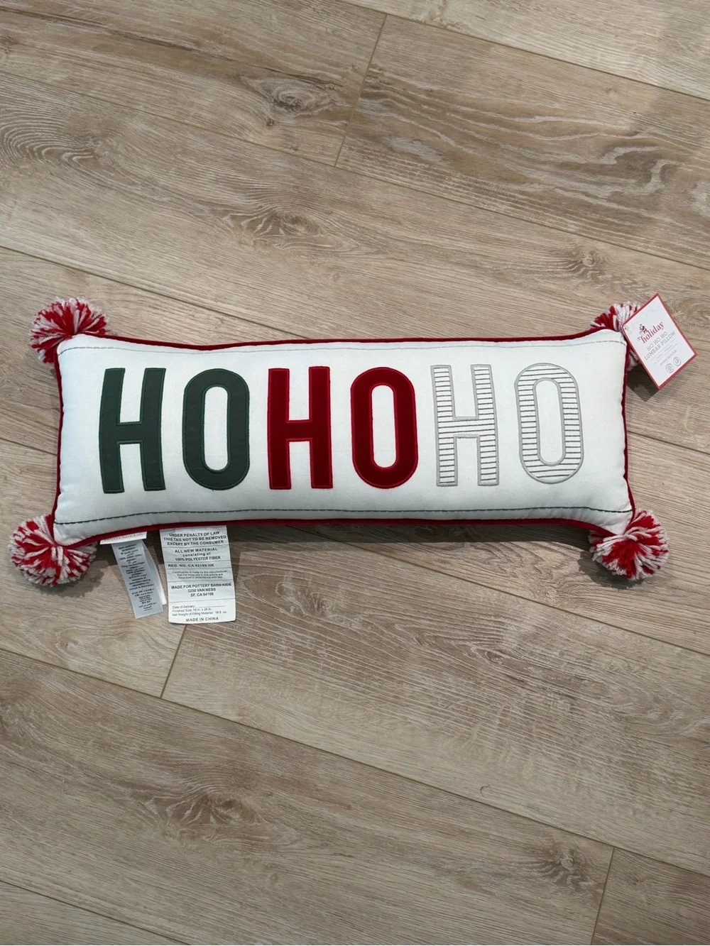 NWT Pottery Barn Kids Ho Ho Ho Lumbar Pillow